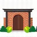 Icona di un muro di mattoni e un pergolato per l'hardscaping.